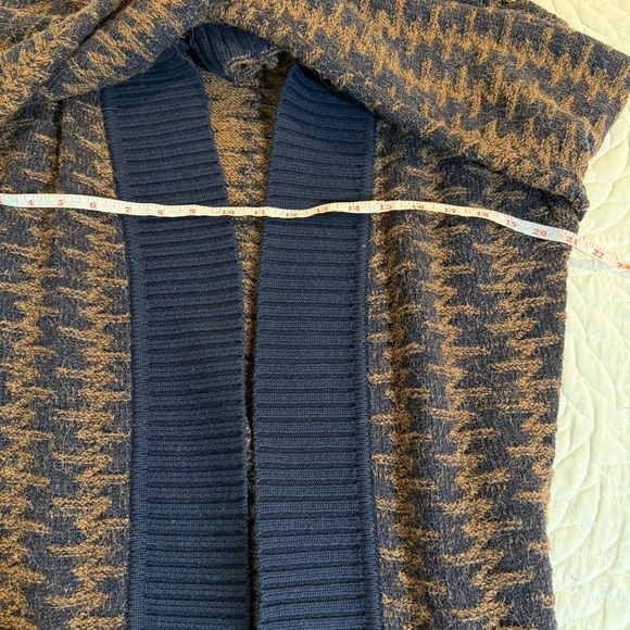 Pendleton Wool Alpaca Cardigan Sweater Open Front Brown Blue Pockets Petite M - Picture 10 of 13